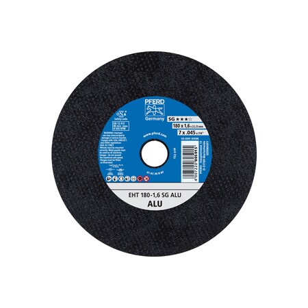 Abrasive Cut-Off Wheel, Type 1, 7 in Dia, 0.045 in Thick, 7/8 in Arbor Hole Size, Aluminum oxide A MPN:63598