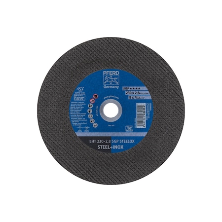 Abrasive Cut-Off Wheel, Type 1, 9 in Dia, 3/32 in Thick, 7/8 in Arbor Hole Size, Aluminum oxide A MPN:63638