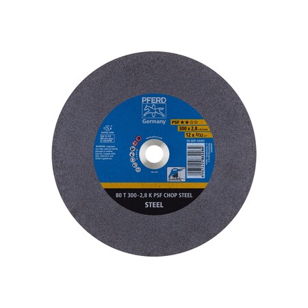 Abrasive Cut-Off Wheel, 12 in Dia, 3/32 in Thick, 1 in Arbor Hole Size, Aluminum Oxide, 36 Grit MPN:64491