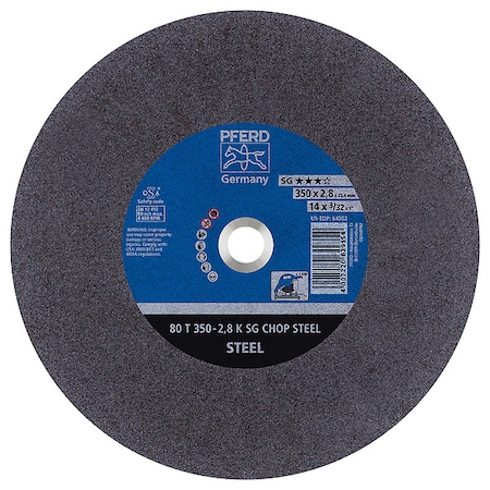 Large Diameter Cut-off Wheel, 14 in Dia, 3/32 in Thick, 1 in Arbor Hole Size, Aluminum oxide A MPN:64502