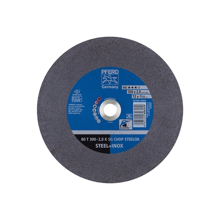 Abrasive Cut-Off Wheel, 12 in Dia, 3/32 in Thick, 1 in Arbor Hole Size, Aluminum oxide A, 36 Grit MPN:64510