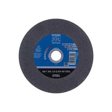 Abrasive Cut-Off Wheel, 12 in Dia, 1/8 in Thick, 1 in Arbor Hole Size, Aluminum oxide A, 24 Grit MPN:66011