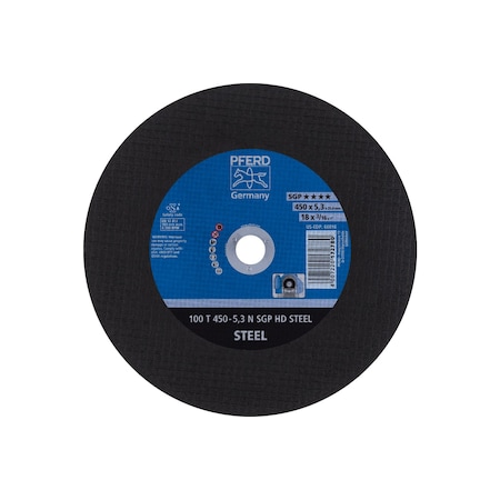 Large Diameter Cut-off Wheel, 18 in Dia, 3/16 in Thick, 1 in Arbor Hole Size, Aluminum oxide A MPN:66016