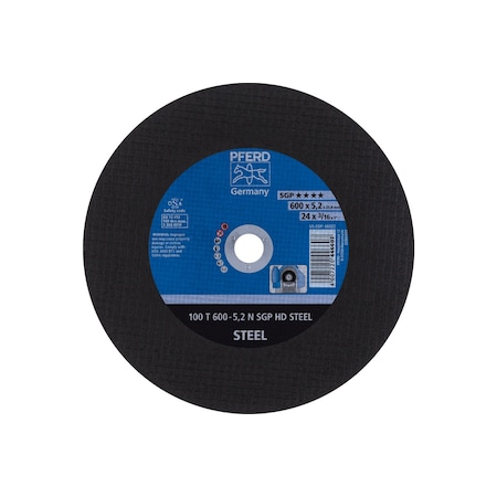 Abrasive Cut-Off Wheel, 24 in Dia, 3/16 in Thick, 1 in Arbor Hole Size, Aluminum oxide A, 24 Grit MPN:66022