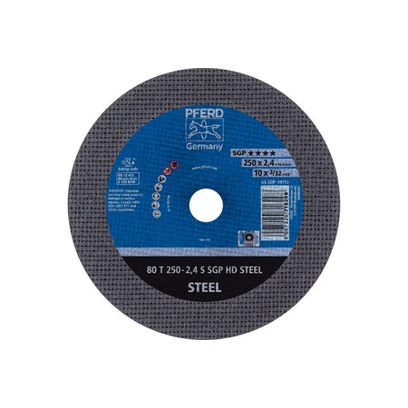 Abrasive Cut-Off Wheel, 10 in Dia, 3/32 in Thick, 5/8 in Arbor Hole Size, Aluminum oxide A, 36 Grit MPN:66113