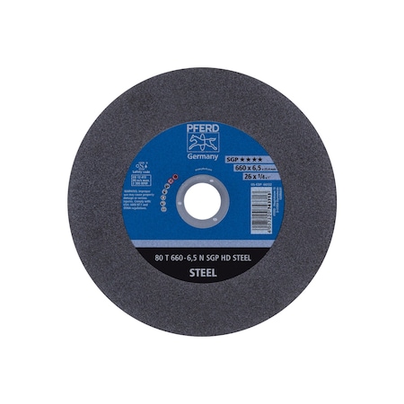 Abrasive Cut-Off Wheel, 26 in Dia, 1/4 in Thick, 1 in Arbor Hole Size, Aluminum oxide A, 24 Grit MPN:66132