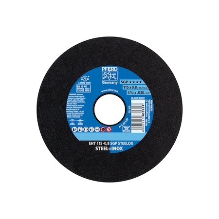 Abrasive Cut-Off Wheel, Type 1, 4-1/2 in Dia, 0.030 in Thick, 7/8 in Arbor Hole Size, 60 Grit MPN:69817