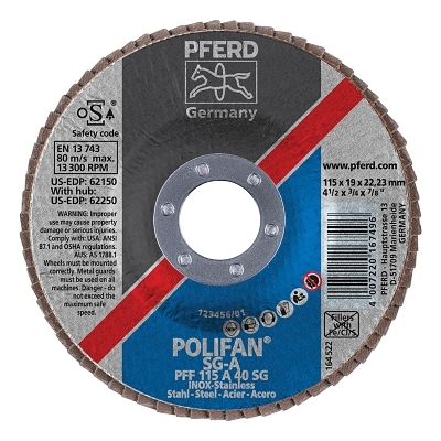 4-1/2X7/8 Polifan Sg Aluox Flat 40G 67604115 MPN:62150