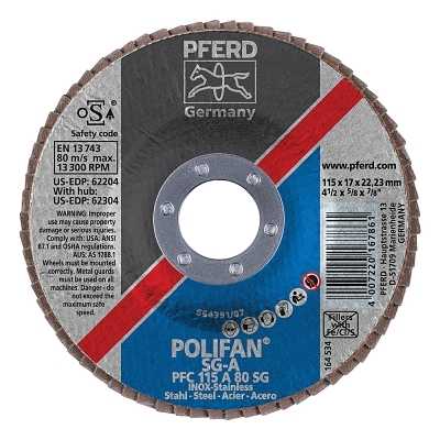 4-1/2 X 7/8 Polifan Sg Alu Ox Conical 80G MPN:62204