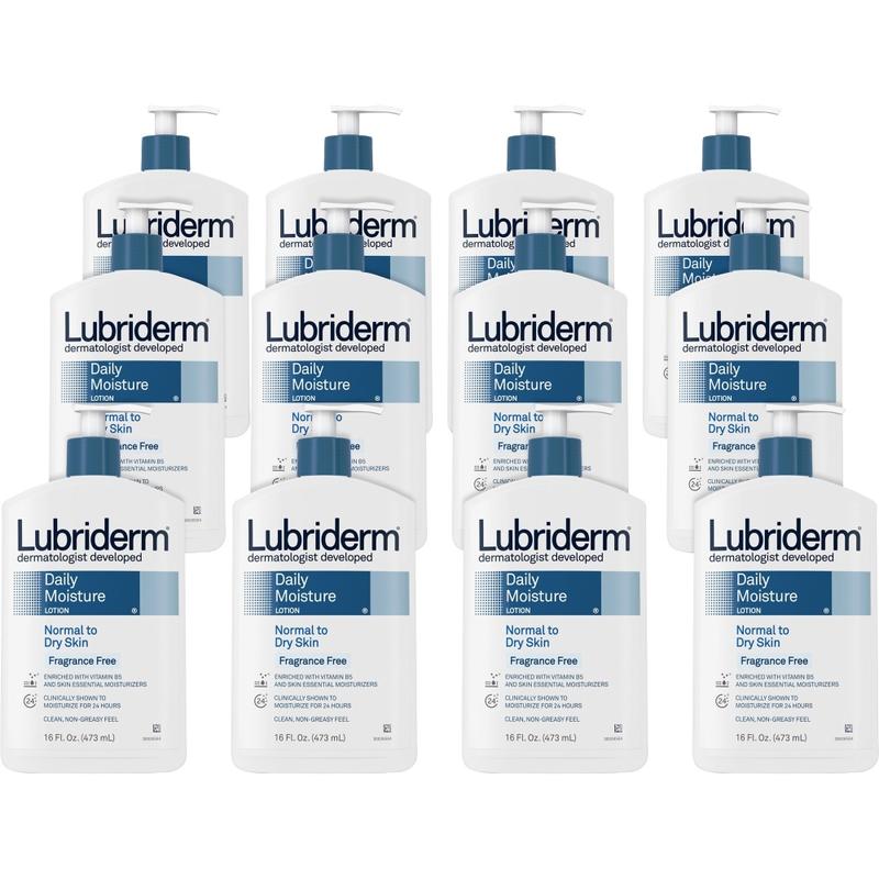 Lubriderm Fragrance Free Daily Moisture Lotion - Lotion - 16 fl oz - For Dry, Normal Skin - Applicable on Body - Moisturising, Non-greasy, Fragrance-free, Absorbs Quickly - 12 / Carton MPN:48323CT