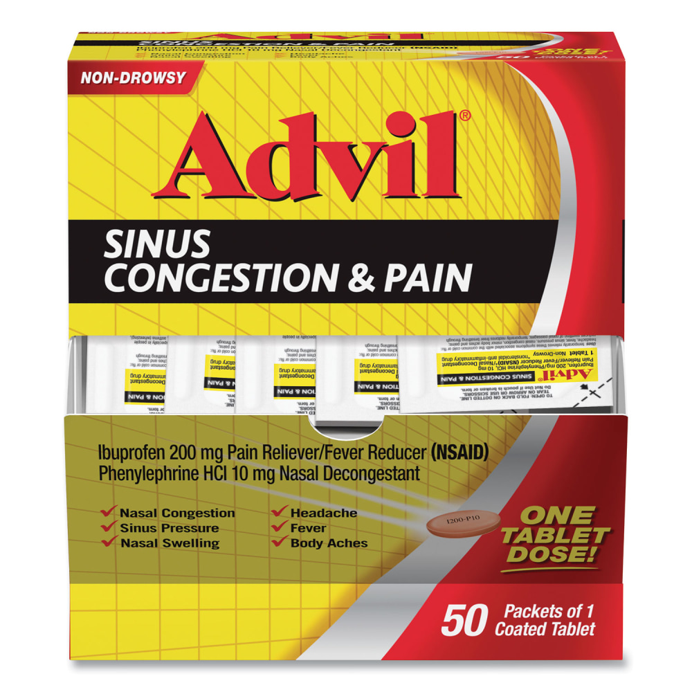 Advil Sinus Congestion and Pain Relief, 50/Box MPN:019901
