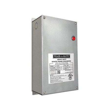 Phase Converter, Static, 208/230V AC, 208/230V AC, 15A, 3.2A MPN:UL-100HD