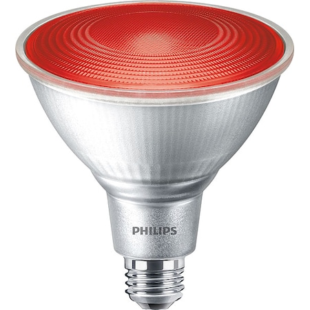 13.5 W, Compact LED Bulb, Red, PAR38, Not Applicable Temp. Frosted, Non-Dimmable MPN:13.5PAR38/PER/RED/G/E26/ND/ULW 3/1PF