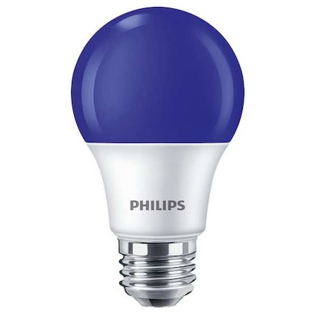 LED Bulb, A19, 3000K, 60 lm, 8W, Bulb Finish: Frosted MPN:8A19/LED/BLUE/P/ND 120V 4/1FB