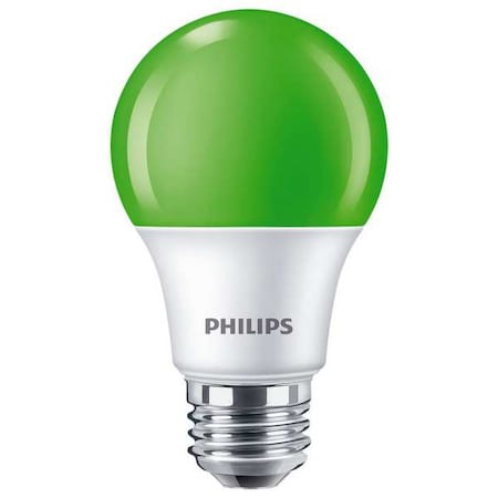 LED, 8 W, A19, Medium Screw (E26) MPN:8A19/LED/GREEN/P/ND 120V 4/1FB