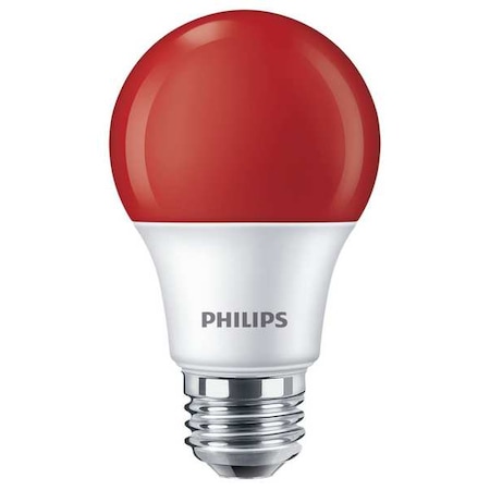 LED, 8 W, A19, Medium Screw (E26) MPN:8A19/LED/RED/P/ND 120V 4/1FB