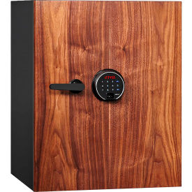 Phoenix Safe DBAUM Fingerprint Lock Luxury Fire Res. Safe w/ Walnut Door 2.28 cu ft Black Steel DBAUM700