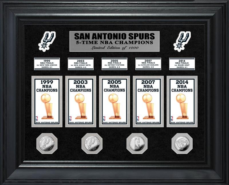 San Antonio Spurs 5-Time NBA Champions Deluxe Silver Coin & Banner Collection MPN:PHOTO11798K
