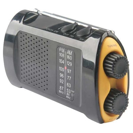 Acme United Portable AM/FMTV Crank Radio - LED - AA - Yellow, Black - 1 Each MPN:90423