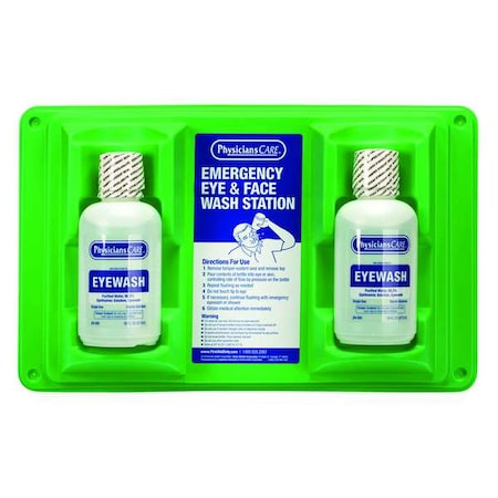 Single Use Eyewash Station, 2 16 oz Bottles Included, Isotonic Buffered Solution, Wall Mount MPN:24-102