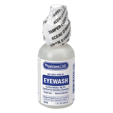 Single Use Eyewash Bottle 1 oz, Easy Flow Nozzle, Opthalmic Solution, 3 yr Shelf Life MPN:K708