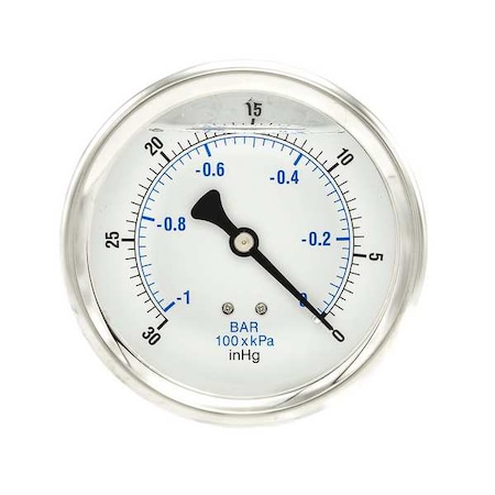 Industrial Vacuum Gauge, +/-1.0%, Metal MPN:202L-404A
