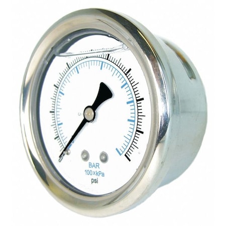 Industrial Compound Gauge, 30 to 0 psi, 4 in Dial, 1/4 in NPT, Center Back Location MPN:202L-404CE