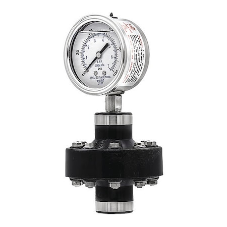 Pressure Gauge with Diaphragm Seal, 0 to 100 psi, 2 1/2 in Dial, 1/4 in NPT, Bottom Location MPN:301L254E/CPTP200