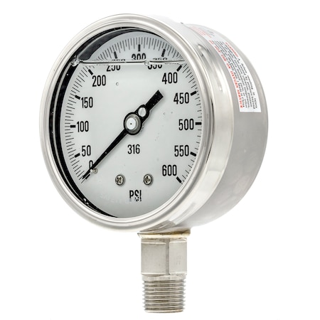 4 in Dial, 1/2 in NPT Male Lower Location, Stainless Steel Case Material MPN:4001-2LK-GF