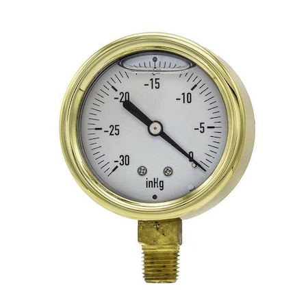 Industrial Vacuum Gauge, +/-2-1-2%, Gol MPN:601L-254A
