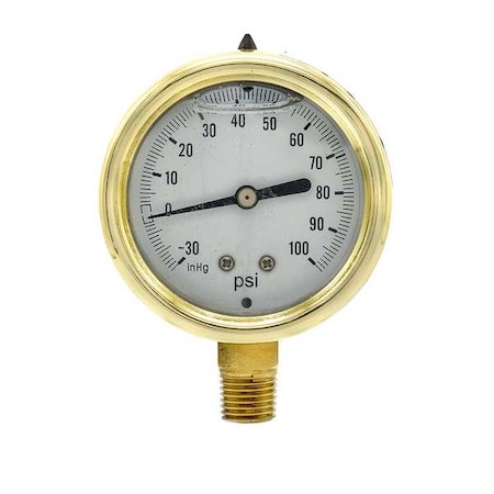 Industrial Compound Gauge, 30 to 0 to 100 psi, 2 1/2 in Dial, 1/4 in NPT, Bottom Location MPN:601L-254CE