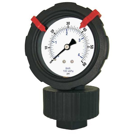 Pressure Gauge with Diaphragm Seal, 0 to 60 psi, 2 1/2 in Dial, 1/2 in NPT, Bottom Location MPN:701DDS-252D