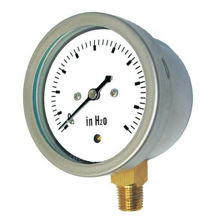 Low Pressure Gauge, 0 to 20 psi, 2 1/2 in Dial, 1/4 in NPT, Bottom Location MPN:LP1-SB-254-20X35