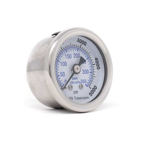 Industrial Pressure Gauge, 0 to 5, 000 psi, 1 1/2 in Dial, 1/8 in NPT, Center Back Location MPN:PRO-302D-158R-01