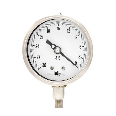 Industrial Vacuum Gauge, +/-1.0%, Metal MPN:PRO-311D-404A