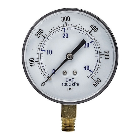 Industrial Pressure Gauge, 0 to 600 psi, 3 1/2 in Dial, 1/4 in NPT, Bottom Location MPN:SEP-101D-354K