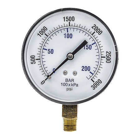 Industrial Pressure Gauge, 0 to 3, 000 psi, 3 1/2 in Dial, 1/4 in NPT, Bottom Location MPN:SEP-101D-354P
