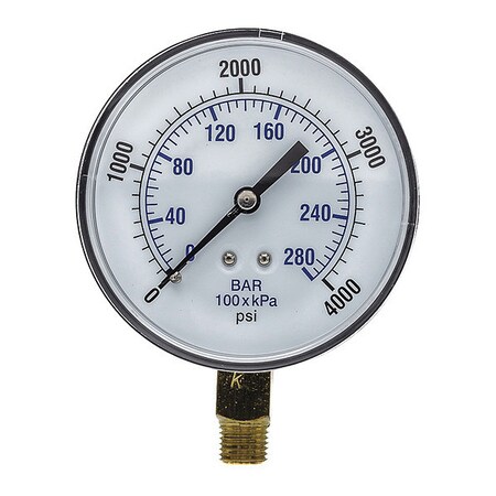 Industrial Pressure Gauge, 0 to 4, 000 psi, 3 1/2 in Dial, 1/4 in NPT, Bottom Location MPN:SEP-101D-354Q