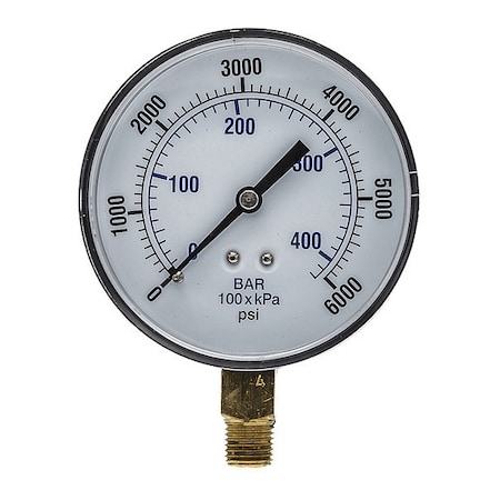 Industrial Pressure Gauge, 0 to 6, 000 psi, 3 1/2 in Dial, 1/4 in NPT, Bottom Location MPN:SEP-101D-354S