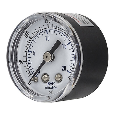 Industrial Pressure Gauge, 0 to 300 psi, 1 1/2 in Dial, 1/8 in BSPT, Center Back Location MPN:SEP-102D-158H-BSPT
