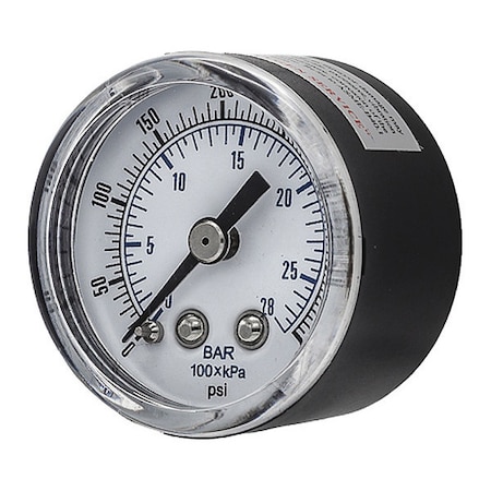 Industrial Pressure Gauge, 0 to 400 psi, 1 1/2 in Dial, 1/8 in NPT, Center Back Location MPN:SEP-102D-158I