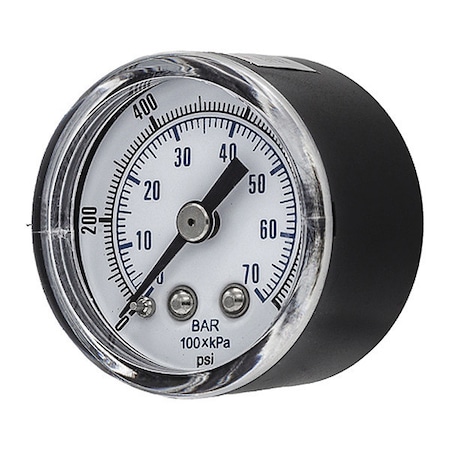 Industrial Pressure Gauge, 0 to 1, 000 psi, 1 1/2 in Dial, 1/8 in NPT, Center Back Location MPN:SEP-102D-158M