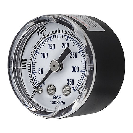Industrial Pressure Gauge, 0 to 5, 000 psi, 1 1/2 in Dial, 1/8 in NPT, Center Back Location MPN:SEP-102D-158R