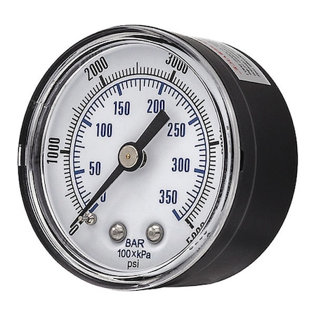 Industrial Pressure Gauge, 0 to 5, 000 psi, 2 in Dial, 1/4 in NPT, Center Back Location MPN:SEP-102D-204R