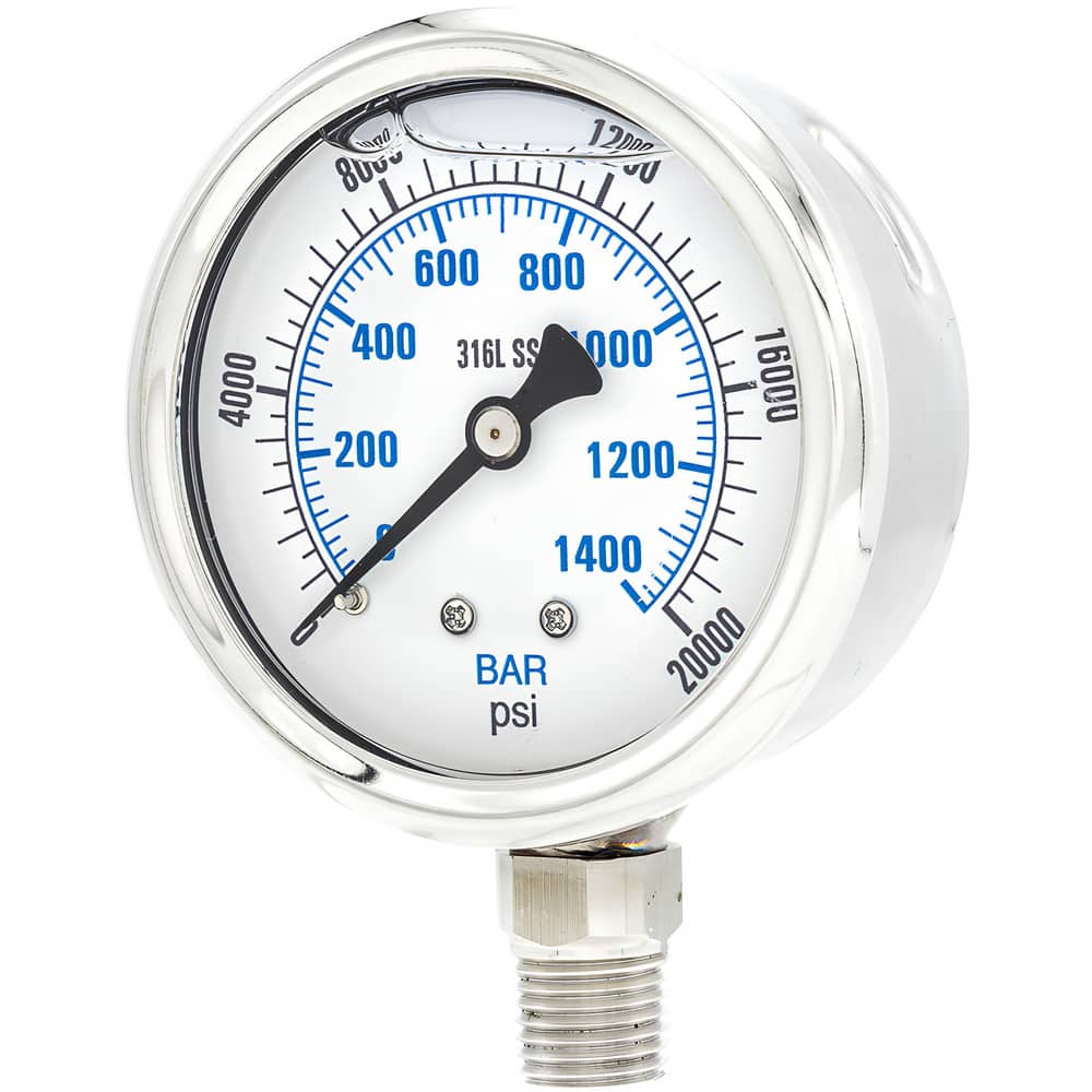 Pressure Gauges; Gauge Type: Industrial Pressure Gauges ; Scale Type: Dual ; Accuracy (%): 2-1-2% ; Dial Type: Analog ; Thread Type: 1/4