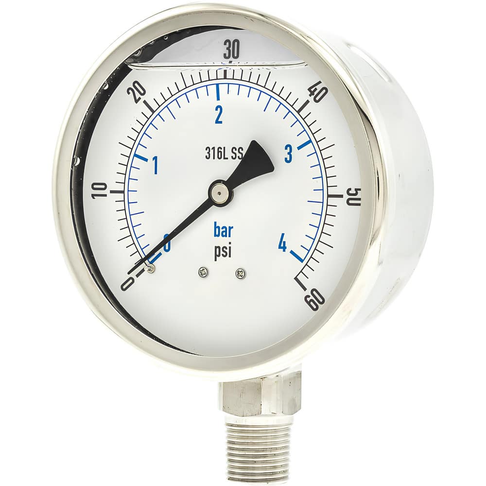 Pressure Gauges; Gauge Type: Industrial Pressure Gauges ; Scale Type: Dual ; Accuracy (%): 1% full-scale ; Dial Type: Analog ; Thread Type: NPT ; Bourdon Tube Material: 316 Stainless Steel MPN:PRO301L402D-01