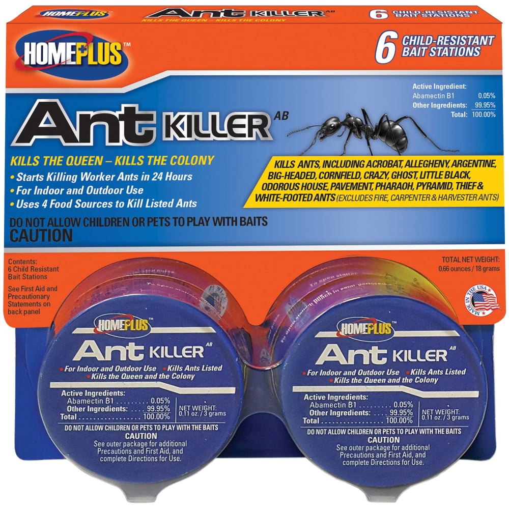 Home Plus Ant Killer Bait Stations With Abamectin B1, 4 Oz, Blue, Pack Of 6 Stations MPN:AT-6ABMETAL