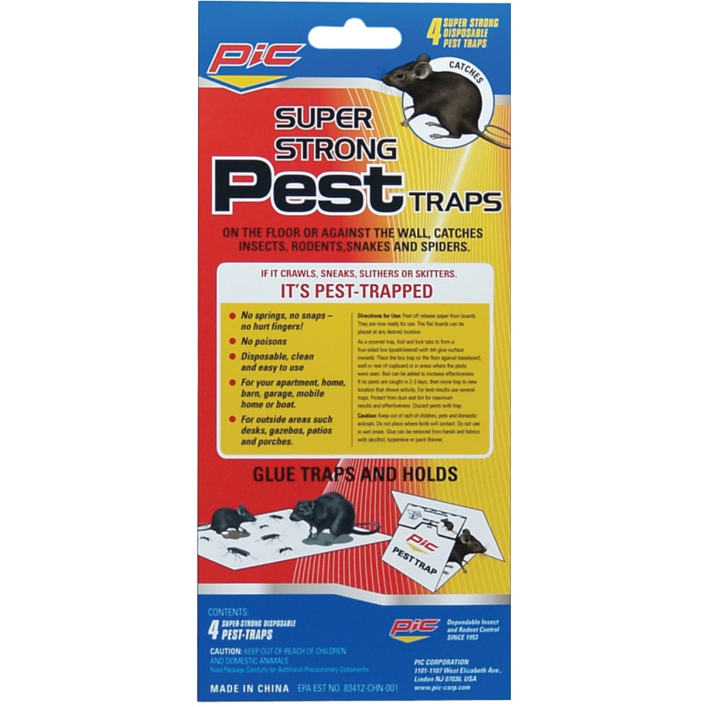 PIC Glue Pest Traps For Spiders And Snakes, Pack Of 4 Traps MPN:GPT-4