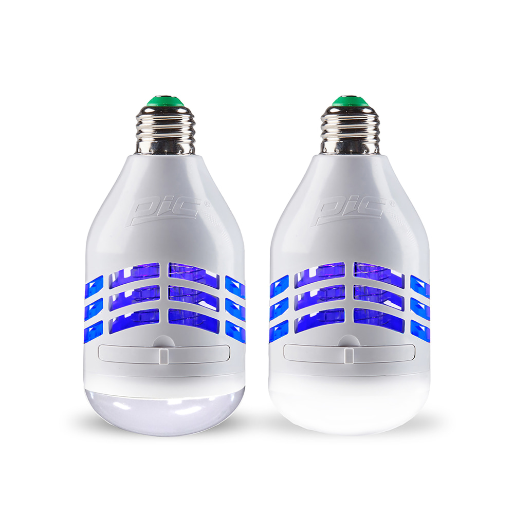 PIC Dual-Purpose Bug Zapper And LED Light Bulb, White, Pack Of 2 MPN:IKB-M2