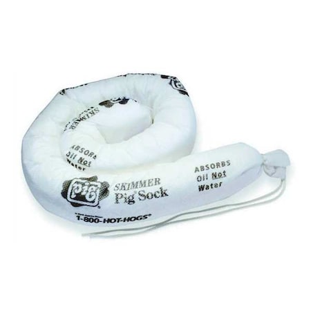 Sorbent Sock, 10 gal, 3 in x 48 in, Oil, White, 10 PK MPN:104PS